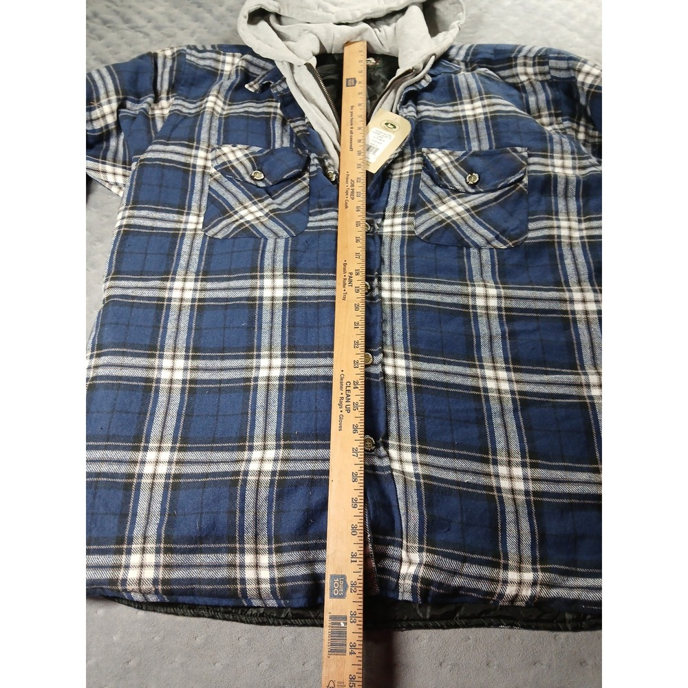 Stillwater Supply Co Mens XL Blue Plaid Quilted Hooded Flannel Shirt Jacket NWT - Picture 5 of 8